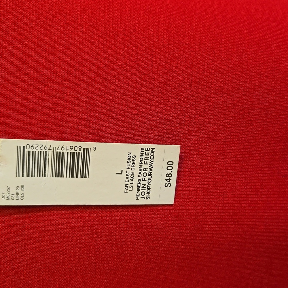 Metaphor-Red pullover knit fitted dress with lace sleeves Sz L NWT. - Picture 3 of 8